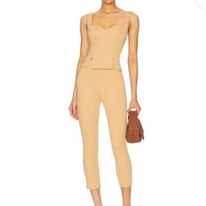 LPA Beige Tan Cropped Jumpsuit